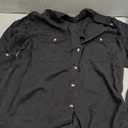Astylish Women Button Down Denim Shirts Casual Long Sleeve V Neck Chambray Blouse Top. XL, Black