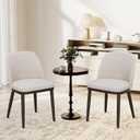 COLAMY Upholstered Dining Chairs Set of 2, Modern Kitchen Chairs with Back, Fabric Side Chair with Wood Legs for Dining Room Kitchen Restaurant, Beige 