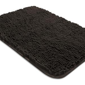 Yeaban Chocolate Brown Bathroom Rugs  Thick Chenille Bath Mats | Absorbent and Washable Bath Rug Non-Slip, Plush Rugs for Bathroom, Kitchen, Shower, Sink - 17" x 24"