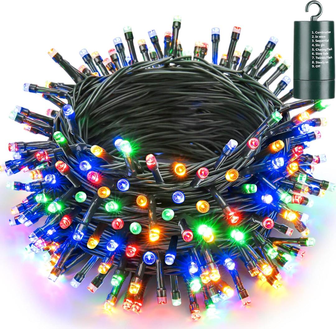 Joomer Battery Christmas Lights, 66ft 200LED Fairy Lights Battery Operated Timer 8 Modes Waterproof for Outdoor Home Garden Party Holiday Christmas Trees Decoration (Multicolor)
