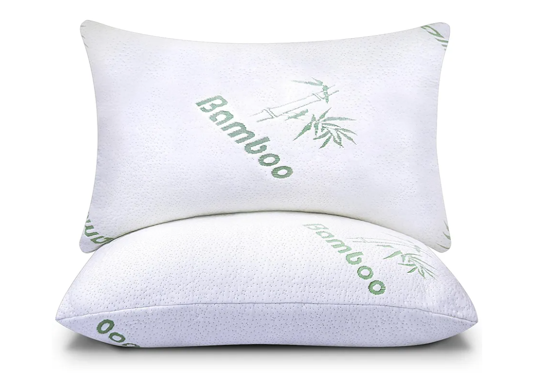 Memory Foam Pillows Queen Size Set of 2 - Cooling Bed Pillows for Sleeping - Back, Stomach, Side Sleeper Soft, Comfy Cool Shredded - 2 Pack, Rayon Derived from Bamboo
