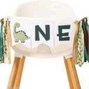 Dinosaur 1st Birthday High Chair Banner - Baby Boy First Highchair Banner for Party Supplies, Dinosaur Themed One High Chair Garland Birthday Party Decorations, Cake Smash Photo Props