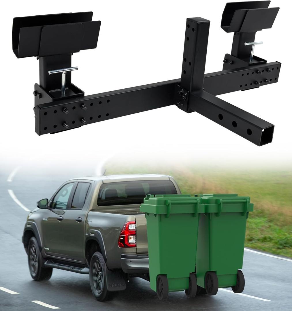 ELITEWILL Dual Trash Can Hauler Allowing Backing-up High-Loading Garbage Can Towing Hitch Carrier Fit for Vehicle/Cars/Trucks/Golf Carts/ATV/UTV with 2" Hitch Receiver