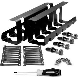 2Pcs 15.75 Inch Super Sturdy Gaming Cable Management Standing Desk wire organizer Large cord basket Under desk rack Mount With Clamps & Screws power strip holder chord organization j channel No Damage