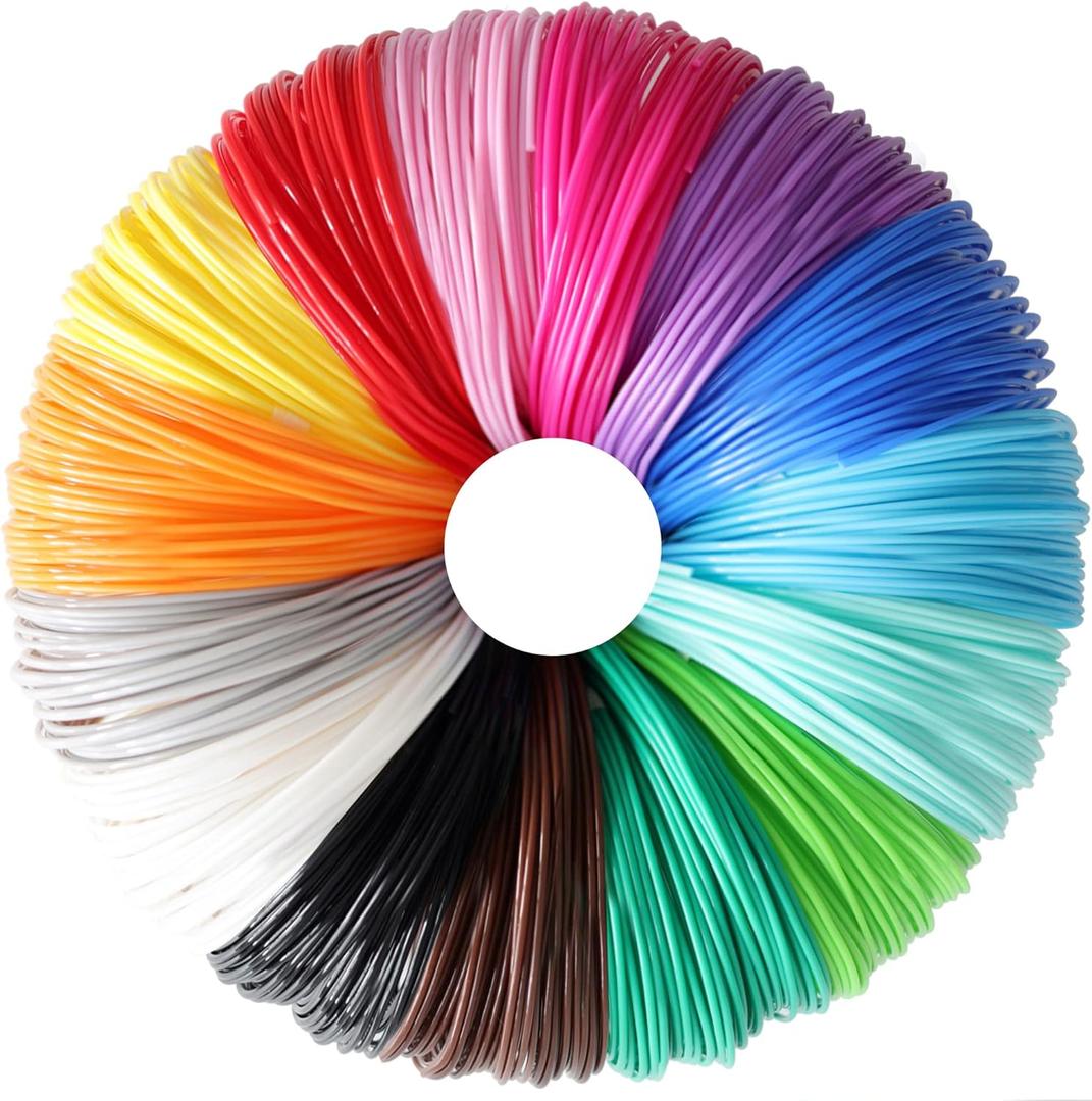 15 Bright Colors 1.75mm 3D Pen PLA Filament Refill, Each Color 10feet, Total 150 Feet 3D Pen/3D Printer PLA Sample Pack, Compatible with MYNT3D / SCRIB3D Printing Pen (Pla 15 Most Popular Solid Colors Mixed)