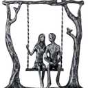 6th Anniversary Iron Sculpture Gift  Romantic Couple Statue for Her, Handcrafted Black Metal Decor  Wedding, Valentines, Birthday Keepsake (Swing)