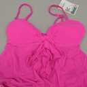 B2prity Womens Mesh Tankini Swimsuits Flowy Two Piece Bathing Suit V Neck Tie Knot Swim Top with High Waisted Bottom, Pink, Size: S