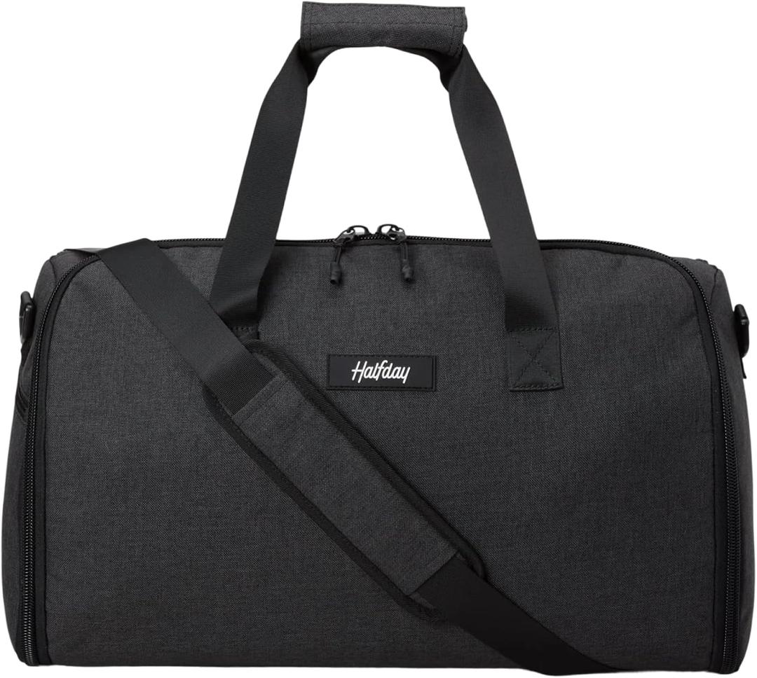 Halfday Convertible 2-in-1 Garment Duffel Weekender Bag 40L | Wrinkle-Free Travel, Hanging Suit Compartment, Shoe Pockets, Trolley Sleeve. Durable & Water-Resistant Carry-On, Shadow