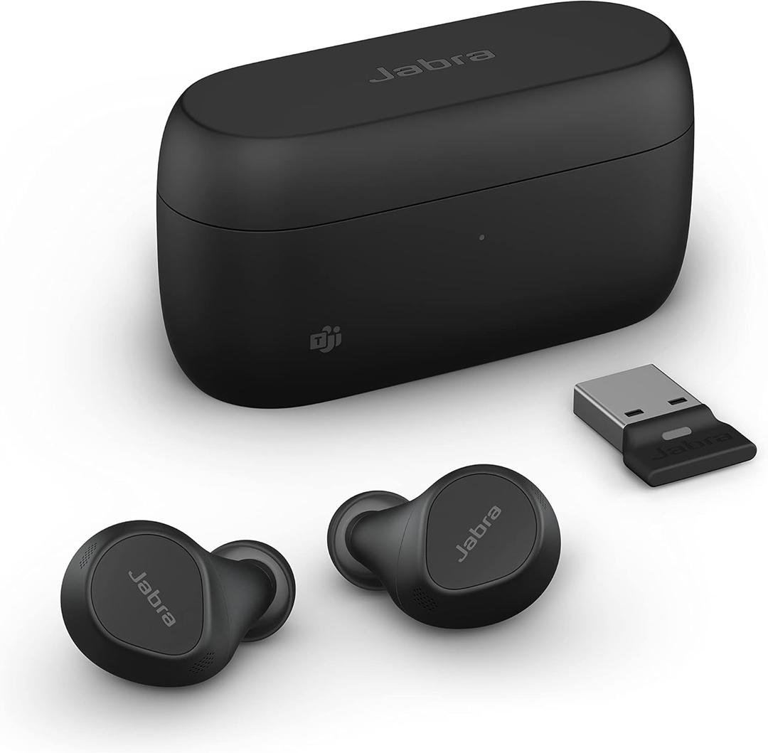 Jabra Evolve2 True Wireless Earbuds - in-Ear Bluetooth Earbuds with Active Noise Cancellation & 4-Mic Multi Sensor Voice Technology - Microsoft Teams Certified, Works with All Meeting Apps - Black