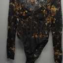 SweatyRocks Women's Sheer Floral Lace Long Sleeve Bodysuit Tops Sweetheart Neck Jumpsuit (Large, Black)