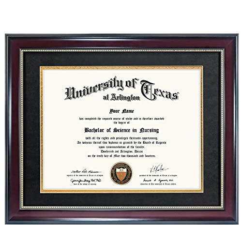 Certificate Document Recycled Polystyrene Frame with Black Gold Double Mat for 8.5"*11" 