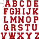 2 x 6.5" Jumbo Red Varsity Letter Patches - Letter E - Iron on Large Chenille Alphabet Monogram for Letterman Jacket Back