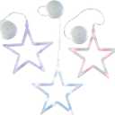 Holiday PeakTM Patriotic Suction Cup Lights - Set of 3 Red, White, and Blue Window Lights, LED Wall Dcor with Timer, Easy Installation, Battery-Powered, 20" L x 7.375" W x 1" D