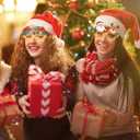 3 x Christmas Glasses, Christmas Party Favors & Decorations - 12Pack Funny Cartoon Paper Glasses for Parties, Santa Reindeer Snowflake Designs, Photo Booth Props Festive Supplies