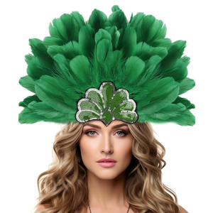 HOMELEX Women's Black Feather Headpiece Carnival Caribbean Headdress Showgirl Accessories