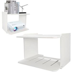 2-Be-Best Projector Shelf - Larger, Durable Design, 2 Layers Floating Wall Shelves for Projector, Router, Camera, TV Accessories, White