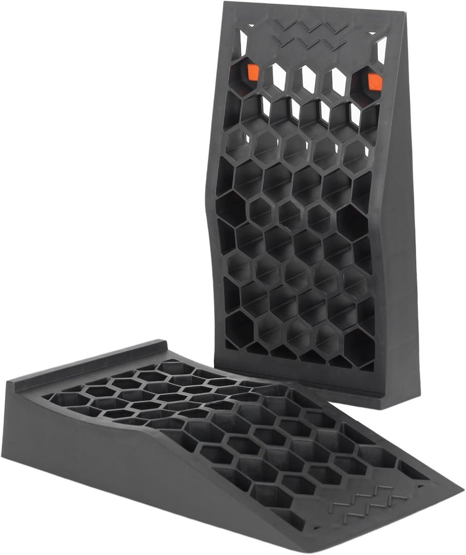 OULEME Low Profile Car Service Ramp with Anti-Slip Pads, 2 Pack for Oil Changes and Lift Vehicle Maintenance, Low Car Tire Ramps for Jack Support