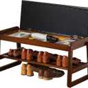 latifolia Shoe Rack Bench, Entryway Shoe Bench with Cushion, Flip-Open Storage Compartment, 2-Tier Shoe Organizer(Black,31.50''L)