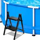 DECOHS Foldable Spa Hot Tub Steps, 2-Step Stool Pool Ladder, Non-Slip Pedal Spa Side Stairs for Outdoor Indoor Home Kitchen Garage Office Patio Deck RV