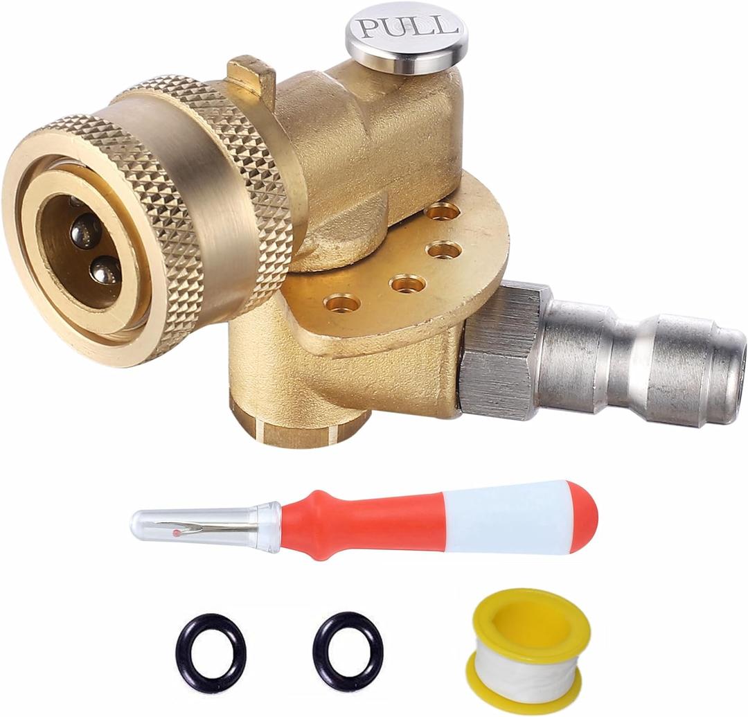 Meteor Blast Pivoting Coupler, 120 Degree with 5 Angles, heavy duty design and Stainless Steel Safety Lock for Pressure Washer Spray Nozzle, Clean Hard to Reach Area, 5000PSI, 1/4 Quick Connect