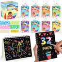 LovesTown 32 Pack Rainbow Scratch Art Notebook Party Favors Bulk for Kids, Rainbow Notebooks with Stencils & Easter Egg Fillers, Classroom Prizes Bulk for Girls Boys, Easter Basket Stuffers