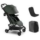 Mompush Velo Lightweight Travel Stroller, Compact & Airplane-Friendly for Baby and Toddler, Lie-Flat Seat, One-Hand Fold, with Leather Bumper Bar, Shoulder Strap, Raincover, Storage Bag & Cup Holder