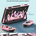 Dockable Case for Nintendo Switch 2 - Cute Kawaii Cartoon Design Soft TPU Grip Cover for Joy-Con PK Black KLM PC for Switch 2 Protective Case 2025 for Girls Boys Teens
