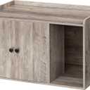Feandrea Litter Box Enclosure, Cat Litter Box Furniture Hidden, with Front Entry, Modern Cat House for Indoor Cat, Kitty, Side End Table, 32.4 x 20.9 x 19.7 Inches, Greige UPCL001G01