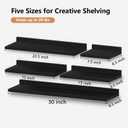 Floating Shelves for Wall Set of 5,Black Floating Shelves bathroom,30 Inch Natural Wood Book Shelf for Wall Mounted,Home Decor Display Shelving,Storage Shelves for Living Room,Bedroom,Kitchen