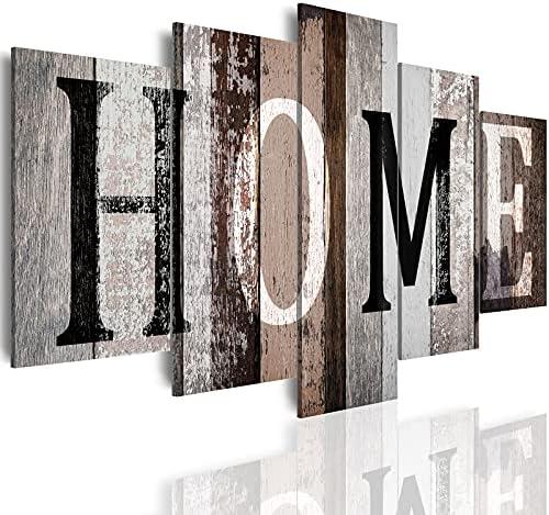 LUDUHU Love Sanctuary Canvas Print Wall Art - 5 Pieces Sweet Home Sign Wall Art,white Home Sweet Heart Painting,modern Family Wall Decor (G,Oversize 60x30inch)