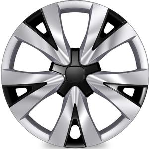 4-Pack Hubcaps Compatible with Honda Civic Sedan 2022 2023 2024 2025, 16 inch 16" Steel Wheel, Wheel Covers Skins, Snap On Tire Cover Replacement (Silver and Black)