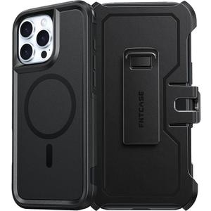 FNTCASE for iPhone 16 Pro-Max Case: Magnetic Dual Layer Shockproof Protective Cell Phone Cover with Belt-Clip Holster | Heavy Duty Military Grade Drop Protection Non Slip Textured Phonecase