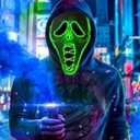 Halloween Ghostface Mask,Led Scream Scary Adults Masks Costume Creepy Cosplay Huanted House Props Halloween Party