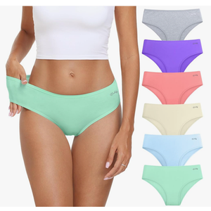coskefy Women's Underwear Cotton Hipster Panties Low Rise Briefs Soft Strench Breathable Ladies Bikini Underwear, Pack of 6, Bright Color, M