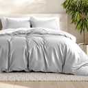 Bare Home Bedding Duvet Cover Queen Size - Premium 1800 Super Soft Collection - Lightweight, Cooling - Soft Breathable Bedding Duvet Cover (Queen, Cloud Grey)