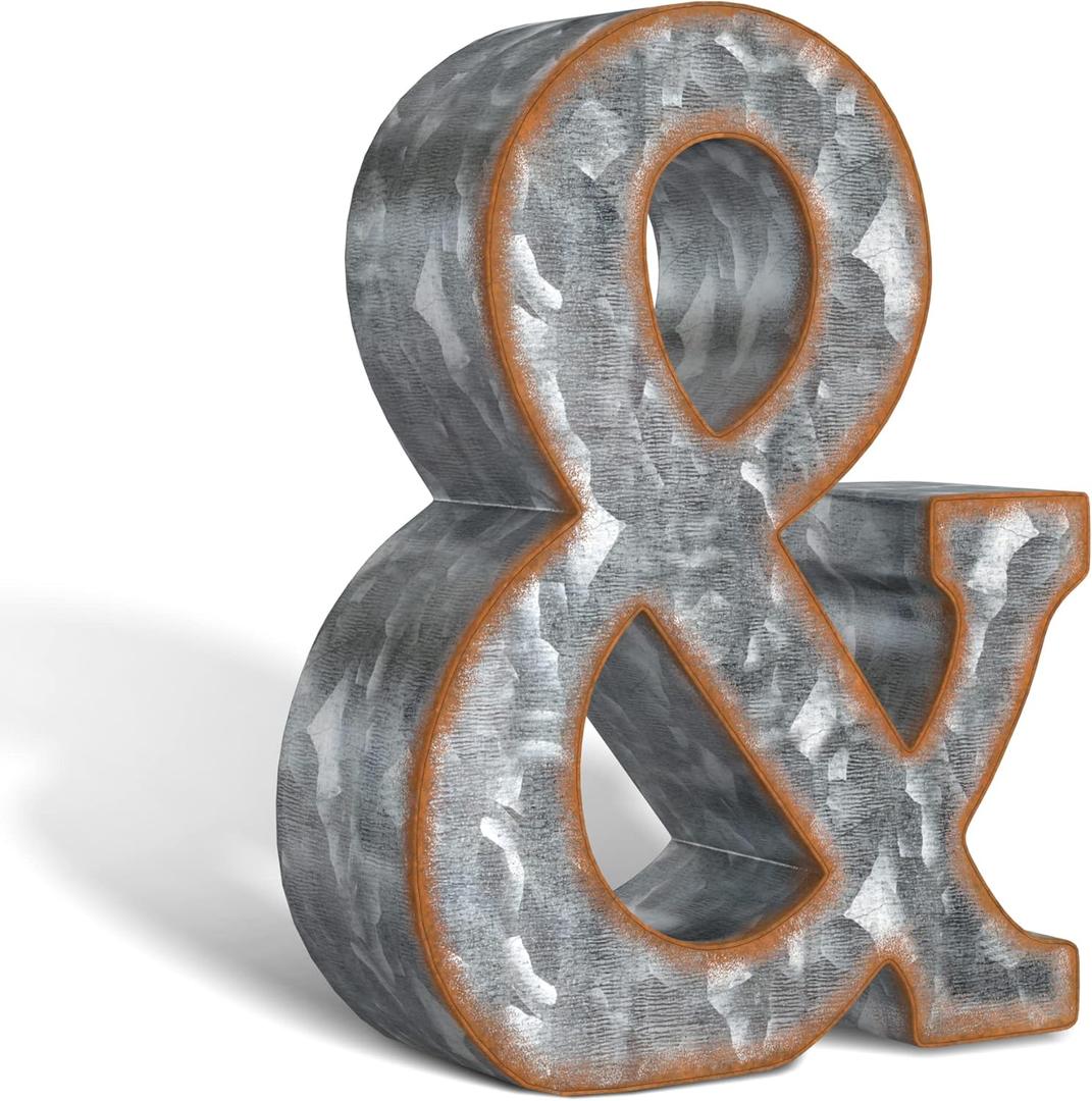 CraftyCrocodile 7" Galvanized Metal Letters for Wall Decor - 3D Letter & for Hanging & Free Standing - Decorative Rustic Alphabet Letters for the Living Room, Bedroom, Kitchen (Ampersand) CraftyCrocodile 7" Galvanized Metal Letters for Wall Decor - 3D Letter & for Hanging & Free Standing - Decorative Rustic Alphabet Letters for the Living Room, Bedroom, Kitchen (Ampersand)