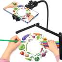 Adjustable Gooseneck Cellphone Holder,Overhead Phone Mount,Table Top Teaching Online Stand for Live Streaming and Online Video and Food Crafting Demo Drawing Sketching Recording.