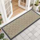 OLANLY Front Door Mat Outside Entrance 47x17, Absorbent, Heavy Duty Sturdy Natural Rubber Doormat Indoor Outdoor, Stain and Fade Resistant, Non-Slip Backing Low Profile Floor Mat for Entryway, Beige