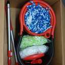 Simpli-Magic 360 Spin Mop and Bucket with Wringer  3 High-Absorbent Microfiber Washable Heads  Spinning Mop and Bucket Set for All Types Floor Cleaning (Black)