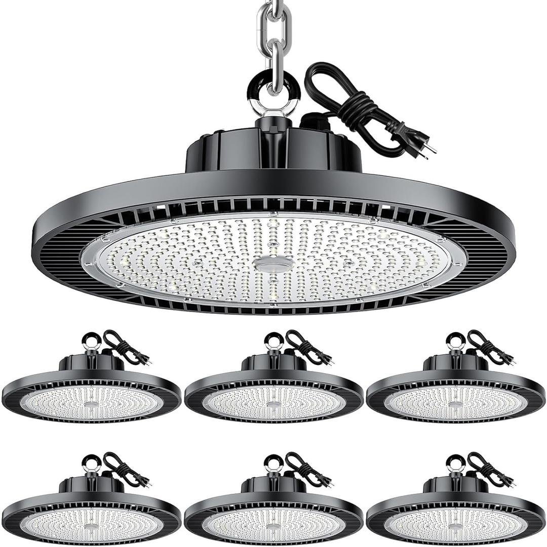 THELUX 6PACK UFO Led High Bay Light 150W High Brightness 150lm/w 5000K,Plug and Play,High Bay Led Shop Lights Commercial Bay Lighting for Warehouse,Logistic Center,Garage,Workshop