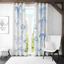 Blue Bows Curtains Preppy Princess Curtains for Girls Bedroom Coquette Decor Preppy Decor Bow Themed Room Decor 2 Panels Sheer Curtain for Girls Room Bedroom Children Nursery Room 84"x63"
