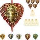 LOVENSPIRE Metal Leaf Ganesha Diwali Decor Wall Hanging for Home & Office Housewarming Return Gift Pooja Favor Ganesha Decorative Wall Hanging Showpiece Pack of 1/2/5/25 Pcs (Red)