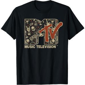 MTV Rock n Roll Music Hard Heavy Metal Skull Guitar Vintage T-Shirt