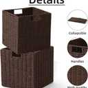 Set of 2 Hand-Woven Paper Rope Wicker Baskets, Storage Basket, Foldable Cube Storage Bins, Brown Storage Cubes, Square Baskets for Organizing Shelves Decor, 12x12x12in