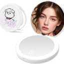 3 x Small Compact Mirror with Light, 1X/3X Magnification Travel Makeup Mirror, 3 Color, Dimmable Up, 3.14 inch Pocket Mirror, Folding, 2-Sided, Round Quicksand Mini MirrorBlue