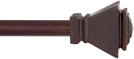 Kenney KN75646 Iverson Square End Standard Decorative Window Curtain Rod, 90-130" Adjustable Length, Espresso Finish, 5/8" Diameter Steel Tube