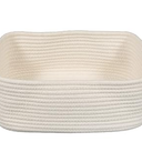 XUANGUO Woven Cotton Rope Storage Basket with Handles for Organizing Shelves Closet Small Cat Dog Pet Toy Baskets Box Bin Decorative Rectangle Baby Nursery basket Gift basket Empty(white) 