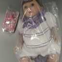 Aori Reborn Baby Dolls - 22 Inch Realistic Lifelike Baby Girl - Handmade Vinyl Reborn Doll with Feeding Set & Purple Outfit Newborn Baby Doll for Kids 3+, Collectors, Role Play