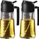 TrendPlain 16oz/470ml Glass Olive Oil Sprayer for Cooking 2 in 1 Olive Oil Dispenser Bottle for Kitchen Gadgets and Air Fryer Accessories, Salad, BBQ - 2 Black