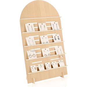 DoubleFill 5 Tier Wooden Earring Display for Vendor Arch Jewelry Display Stand Rack with Adjustable Height for Retail Selling